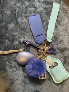 Safety Key Chain Set Dark Blue & Light Blue, Fashionable Keychain & Phone Chain & Wristband, Trendy Exquisite Accessories for Women