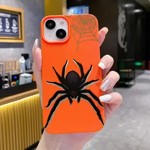 Large Hole Frosted TPU Phone Case Compatible with iPhone 16 15 Pro Max Plus 14 13 12 11 X XR Poisonous spider Pattern Rugged Durable shockproof Anti-Scratch soft Silicone Case