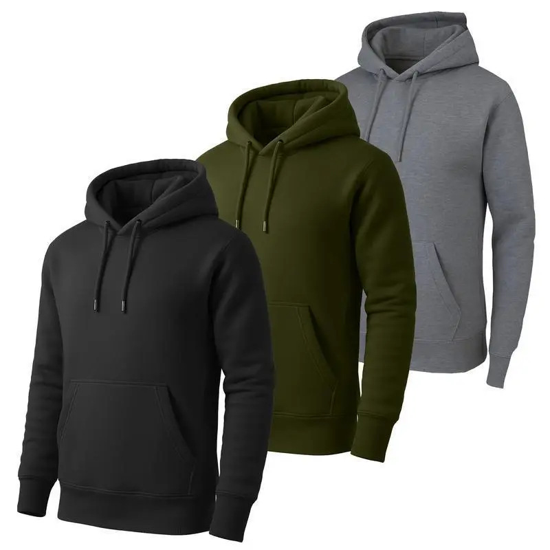 Men's 3 Pack Heavyweight Fleece Lined Zip & Pullover Hoodies Menswear Plain Men's 3 Pack Heavyweight Fleece Lined Zip & Pullover Hoodies Menswear Plain