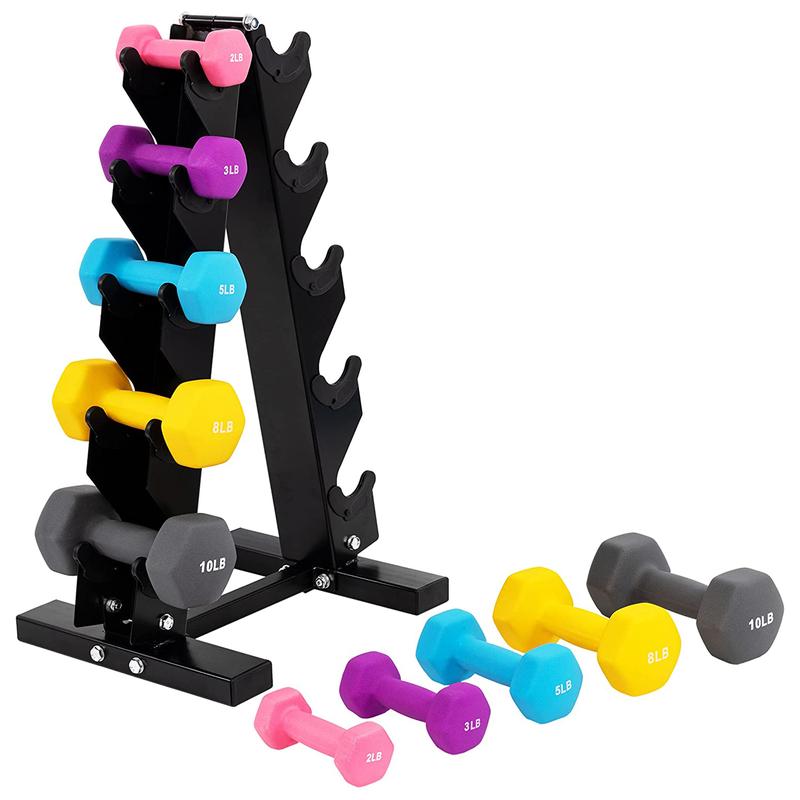 BalanceFrom Fitness Neoprene Coated Dumbbell Set with Stand
