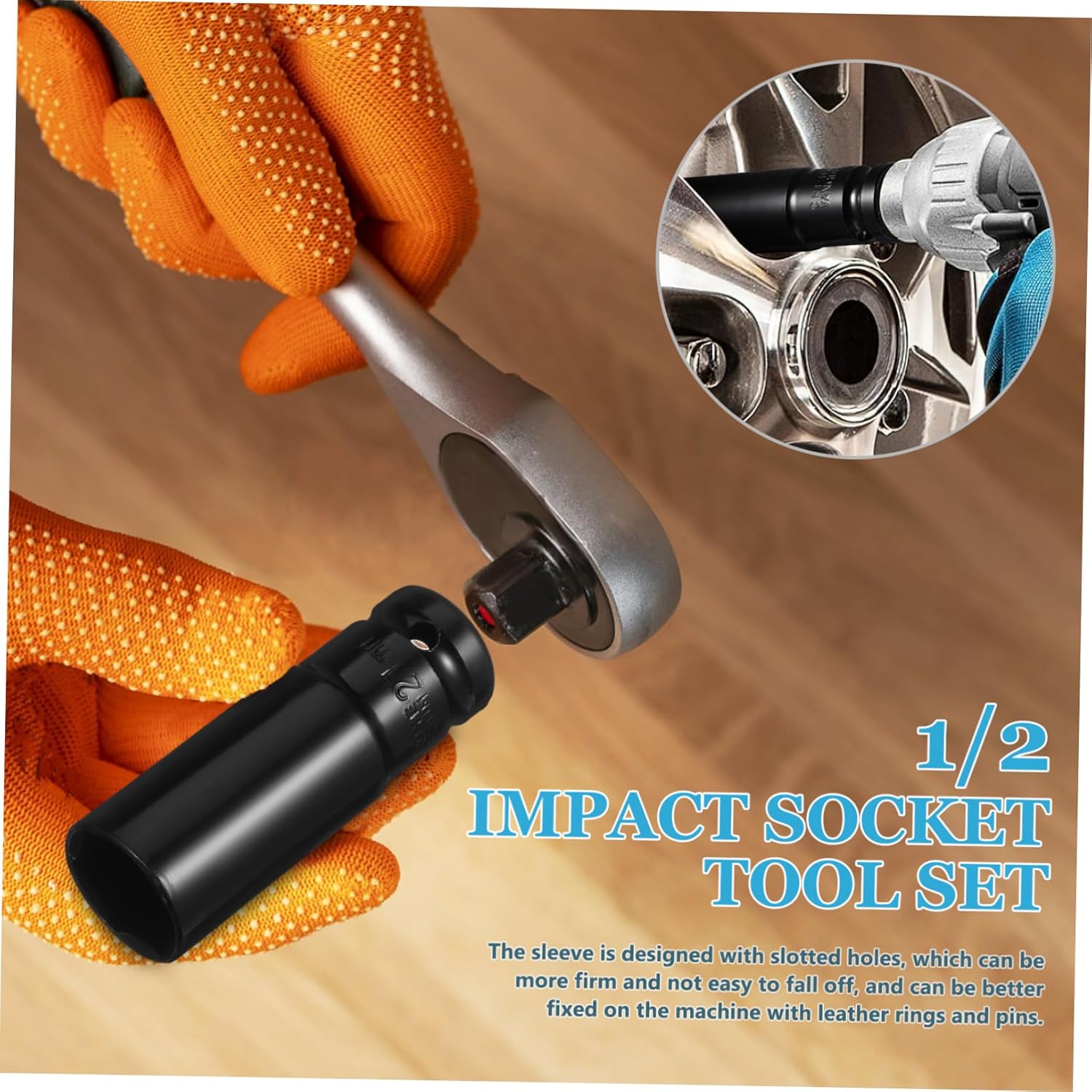 1/2" Drive Impact Socket Set, 20Pcs Drive Master Deep Impact Socket Set 8mm - 32mm, Metric, 6 Point, with Impact Driver Socket Extension Bar for Home Car Repair