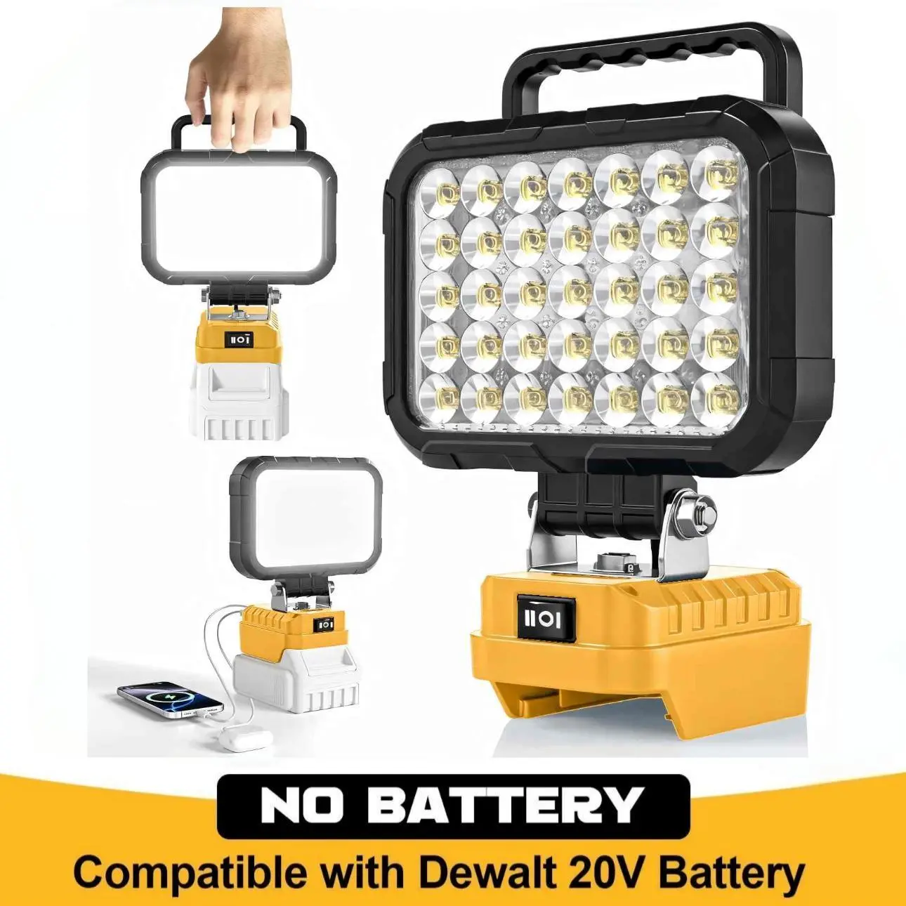 35 LED Work Light  Compatible with Dewalt 20V Max Battery 78W Cordless Jobsite Flood Light Dual USB-A Charging Ports Bright Portable Outdoor Flashlight Battery Not Included