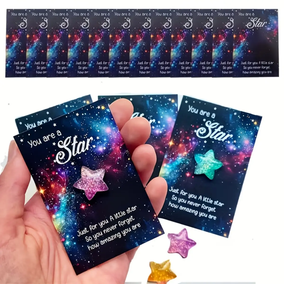 Premium 24-Piece Inspirational Gift Set, High-Quality Lucky Star Pocket Tokens with 12 Uplifting Message Cards, Heartwarming Encouragement Souvenir Pack for Friends & Coworkers, Exquisite Festive Blessing Present