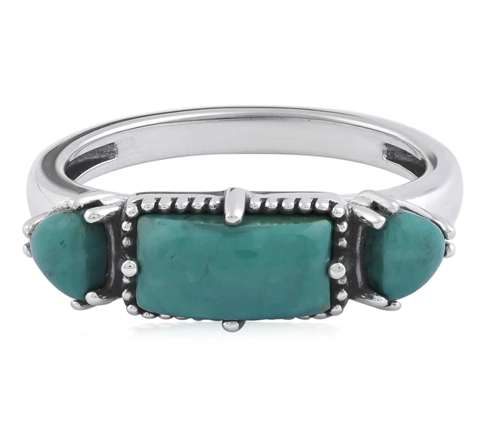 American West Sterling Rectangle & Trillion Turquoise Ring