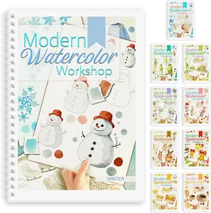 Modern Watercolor Workshop Winter Edition 12 Patterns Beginner Friendly Paint Book for Stress Relief & Creative Exploration Gift for Women Adults Teens