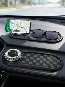 Multifunction Car Anti-Slip Mat, 2025 Multifunctional Car Dashboard Mobile Phone Holder, Auto Universal Rotatable Anti Skid Car Dashboard Pad with Temporary Parking Number