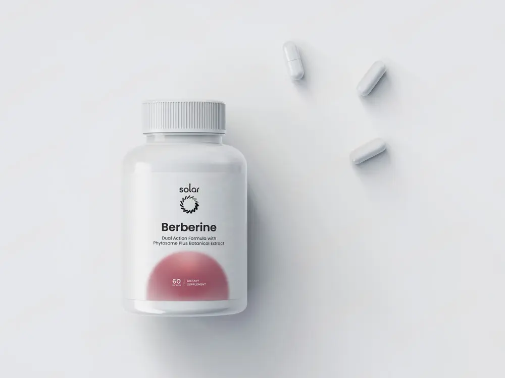Solar Berberine 000 mg per Serving Support Heart Health, Immune System, Healthy GI,Cholesterol - Gluten-Free, Dairy-Free - 60 Capsules