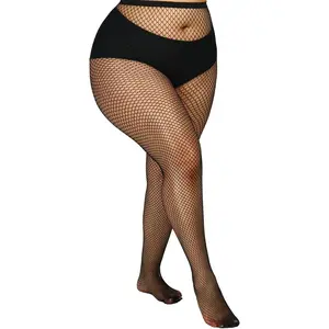 Plus Size Fishnet Tights Mesh Stockings Woman's Pantyhose Hosiery High Waist-Medium Mesh