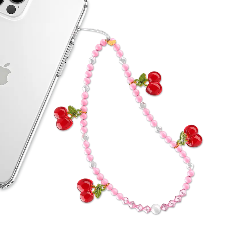 Velvet Caviar Personalized Sweet Cherry Motif Cell Phone Charm - Premium Handmade Cute Accessories, Lightweight Easy to Carry Secure Attach Universal Phone Strap for iPhone & Android, Ideal Holidays Gift