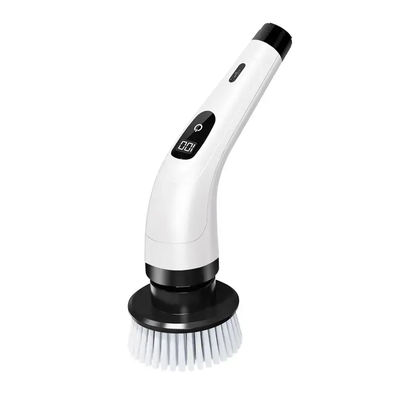 8-in-1 Wireless Rechargeable Fast-Charging Electric Cleaning Brush & Spin Scrubber, Cordless Bathroom Gadget with 8 Brush Heads, Dual Speeds (High: 400 rpm, Low: 300 rpm), Adjustable Height Handle, Long-Lasting for Bathroom & Kitchen Cleaning