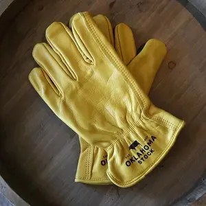 Oklahoma Stock Cowhide Gloves Double-Stitched for Durability Reinforced Palm for Protection Comfortable for Outdoor Work Durable and Protective