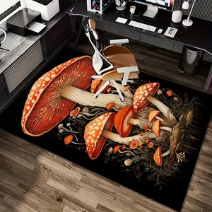 Fantasy Mushroom Rectangular Home Decorative Rug: HD Print, Double Lock Edge, Machine Washable, Non-Slip. Ideal for Living, Bed, Kitchen & Laundry Rooms. Great Birthday Gift!