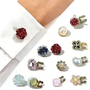 Resin Flower & Gem Cufflinks for Men & Women, Decorative Shirt Buttons, Colorful Handmade Accessories for Dress Shirts, Office & Formal Wear
