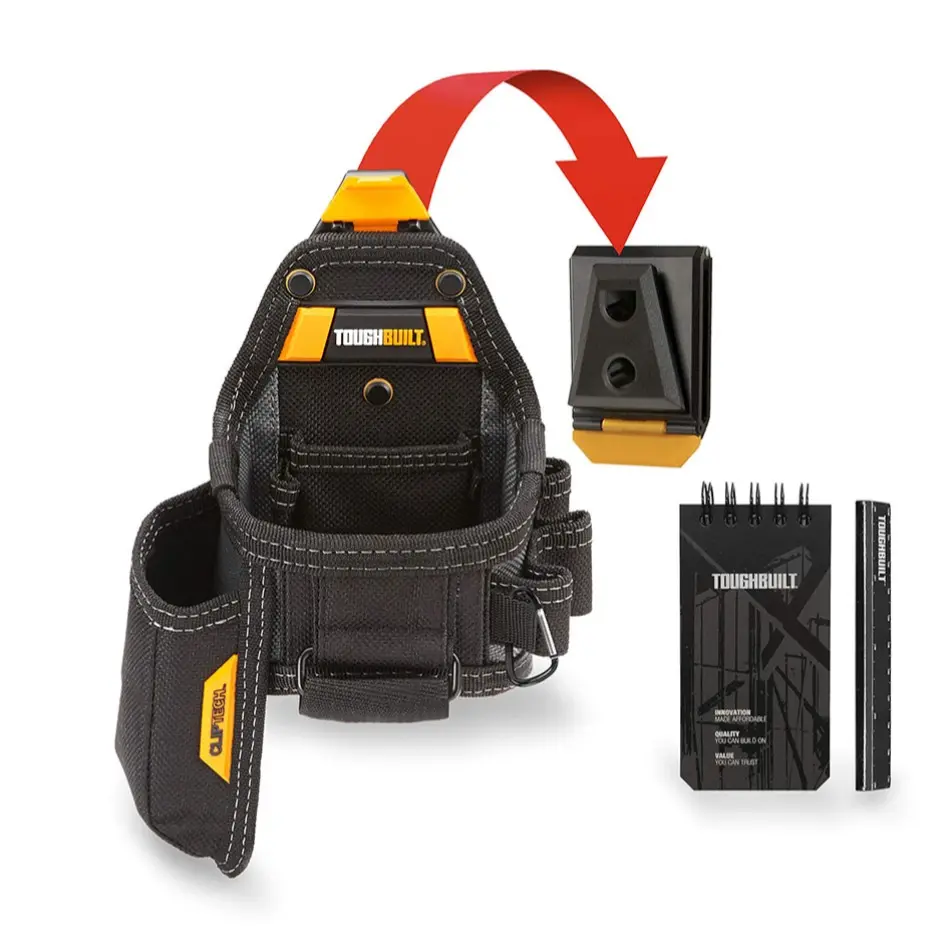 1pc Toughbuilt TB-CT-25X Tool Pouch with  cliptech with 7 Convenient Tool Pockets, Tool Bag Organizer, Includes Notebook, Pencil & Knife Storage - Durable 6-Layer Construction for Contractors, Carpenters & Outdoor Professionals,