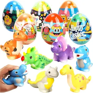 6 Pack Jumbo Easter Eggs Filled with Dinosaur Slow Rising Squeeze Toys for Kids Boys Girls,Easter Basket Stuffers,Party Favors,Egg Hunts
