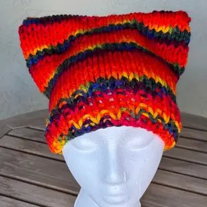 Pride rainbow hat - hand knit