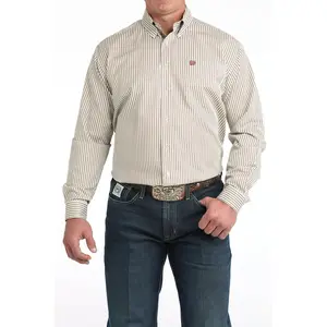 Cinch Men's Tencel Classic Fit Button Down Cream Shirt
