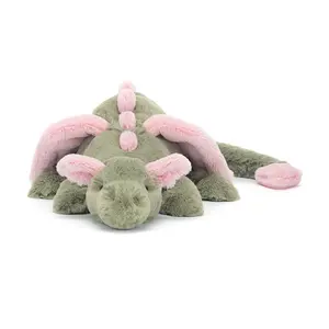 Jellycat Malachy Dragon Large with Dustbag New Release Green Pink Tags 2025,Soft Bedside Sofa Pillows Stuffed Animal Plushie Doll Toys Room Decoration Gift for Kids Children, Gift Birthday, Size 28cm
