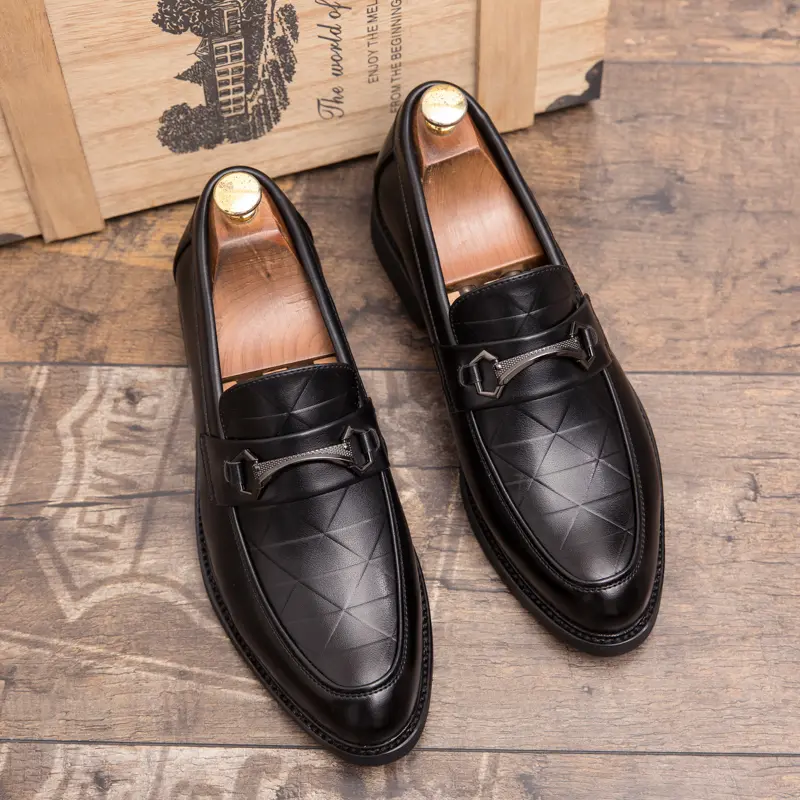 Glossy platform loafers — light business/commuter retro styling; everyday commuter men’s leather shoes; business casual shoes