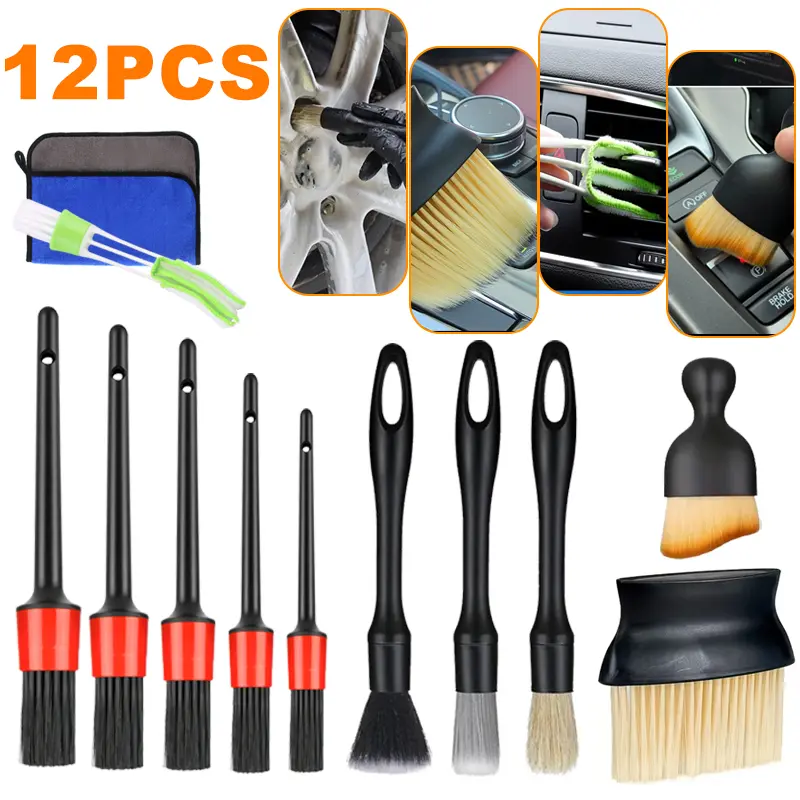 12pcs Car Detailing Brush Set - for Interior Detailing, Vents, Dashboard,Air Conditioner Cleaning Brush - Perfect for Car Wash & Interior Cleaning-Ideal Gift for Car Owners Car Cleaning Supplies Carwashbrush