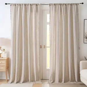 Bohemian Curtains with Rod Pocket - American Farmhouse Style, Protective, Tassel Trim, Polyester 100%, Blackout Design, Easy Install Curtain for Living Room, Bedroom, Dining & Kitchen, Home decoration curtain