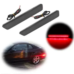 2PCS Smoked Lens Rear LED Bumper Side Marker Lights For Ford Mustang 1999 2000 2001 2002 2003 2004 Replace OEM XR3Z-15A448-AA