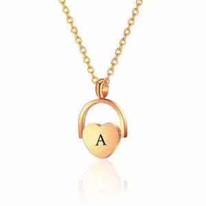 Tiny Initial Necklaces for Women Golden Heart Letter A-Z Necklace Dainty Heart Name Necklace Personalized Initial Tag Pendant Birthday Gifts Anniversary Gifts Jewelry for Women Girls Valentine's Day Gift....