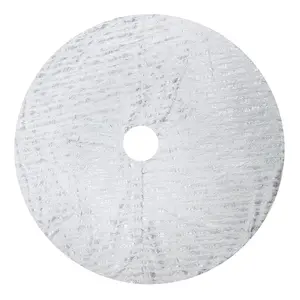 SARO  Foil Print Faux Fur Christmas Tree Skirt Silver