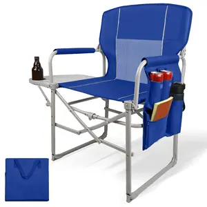 Portable Outdoor Chair with Side Table & Cup Holder for Camping Beach Games Waterproof Fabric Rust Resistant Frame Fold & Go in 2 Seconds