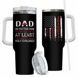 40oz Stainless Steel Portable Tumbler Water Bottle - Perfect Gift for Dads on Father's Day or Birthday Lightweight Beverage Drinkware with Handle, Straw Lid, Ideal for Indoor Use