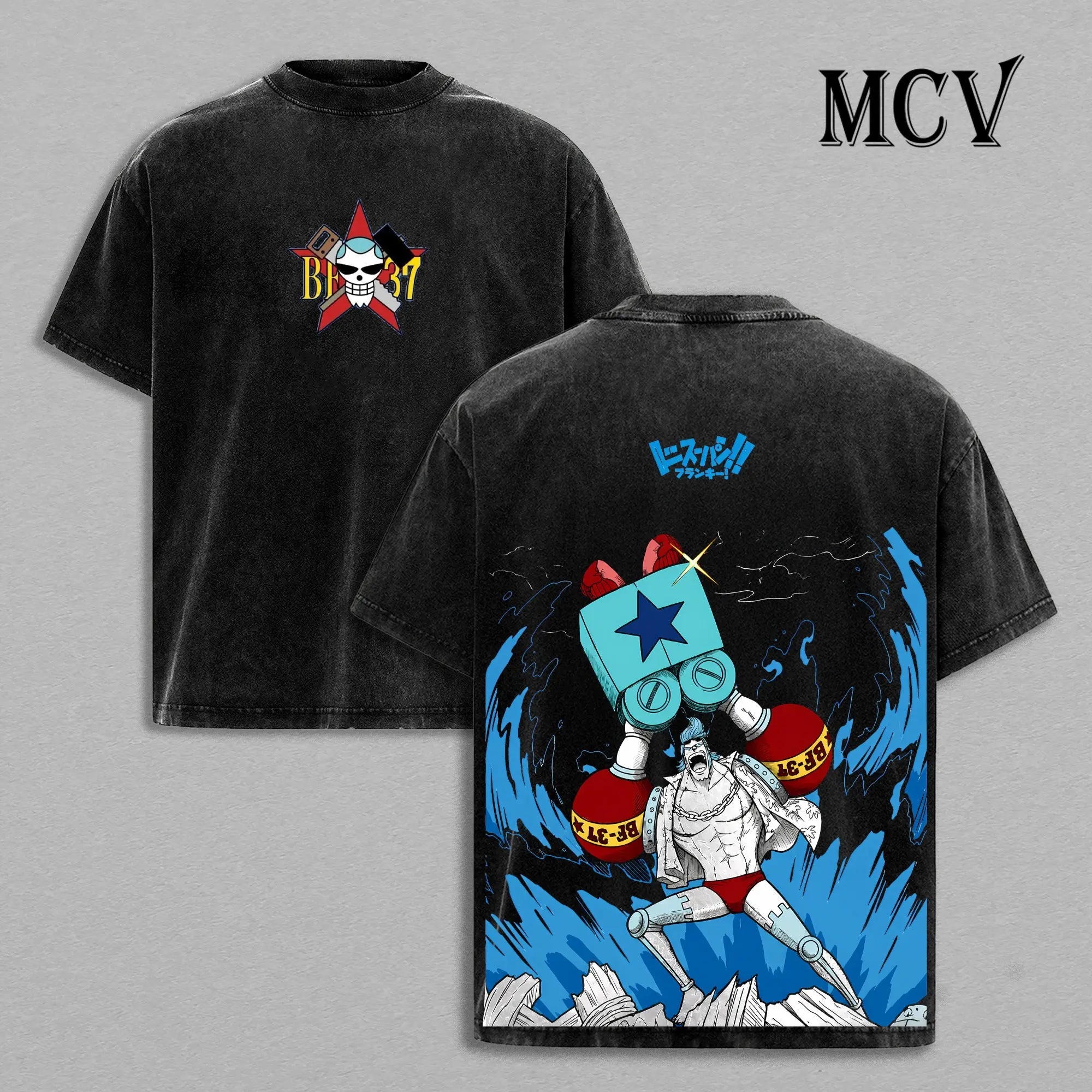 Franky One Piece Vintage Washed T-Shirt, Premium Heavy Cotton Oversized Anime Tee for Men and Women, Japanese Manga Graphic Streetwear Shirt, Y2K Retro Casual Top, Top Trendy Otaku Apparel, Hip Hop Style Clothing, Daily Summer Wear, Best TikTok Merchs.