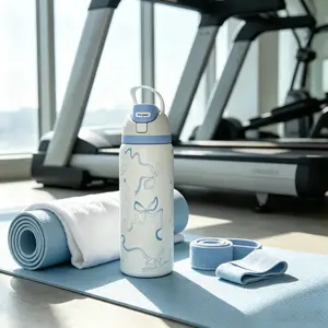 Owala FreeSip 24oz Blue Ribbon Bow Insulated Stainless Steel Water Bottle with Straw Lid White Cute Travel Gym School Tumbler