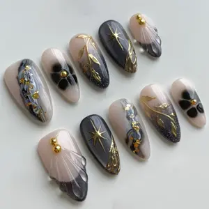 Elegant Ballerina Nail Tips, Medium Length French Shell Design, Reusable & Removable, Perfect for Women & Girls, Halloween Festival Style