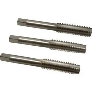 Cleveland Right Hand 3-Piece High-Speed Steel Twist Drill Tap Set, 7/16-14 UNC, 4-Flute, Bottoming Plug & Taper, Bright Finish, 3.156" OAL, C54656
