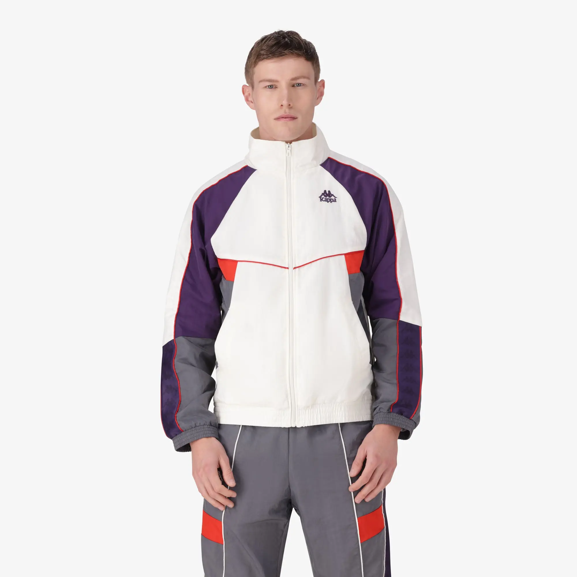 222 Banda Ozzy Regular Fit Athletic Look Sports Jacket - Zipper Front, Available in White, Natural Violet, Anil Grey, Charcoal