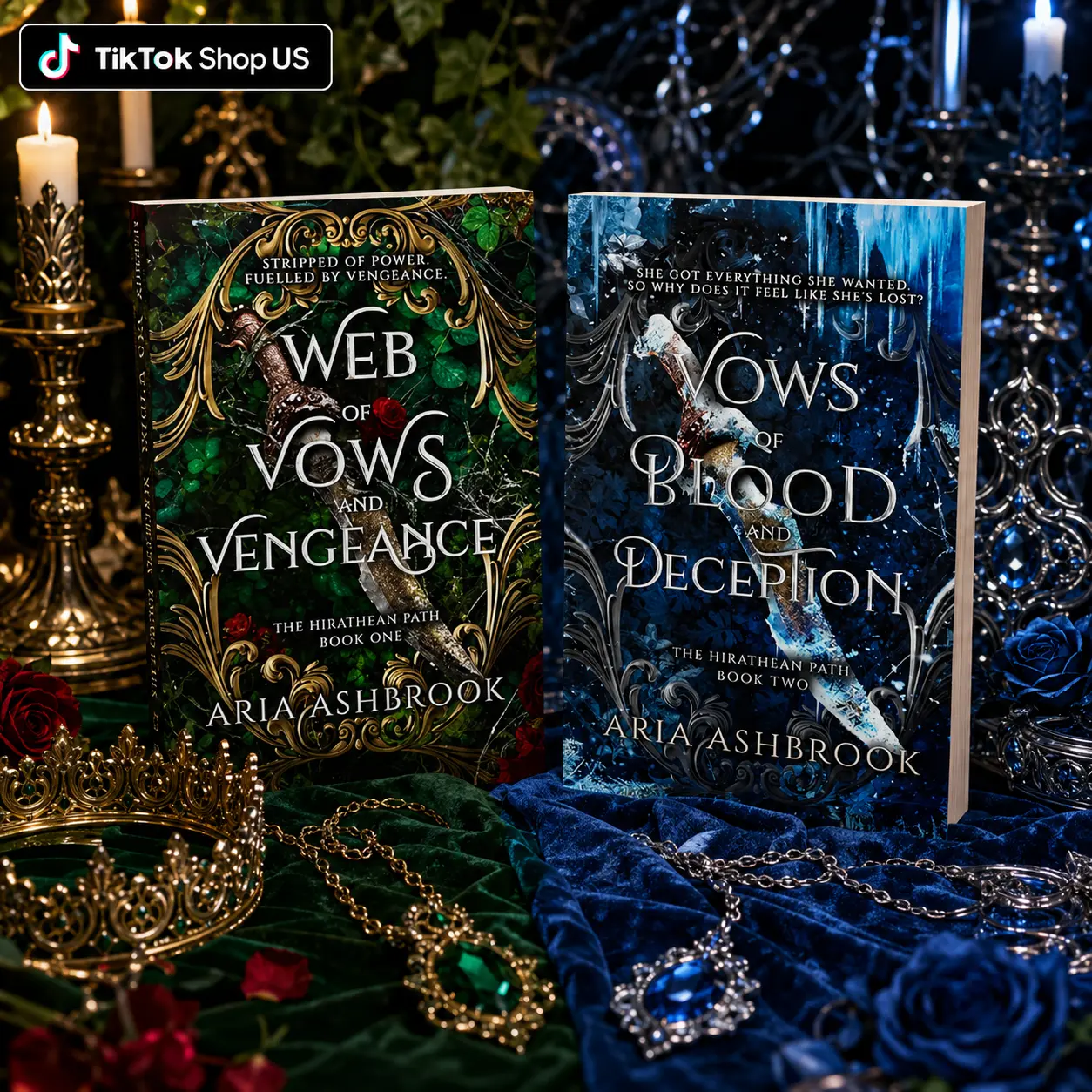 Web of Vows and Vengeance & Vows of Blood and Deception 2-Book Set by Aria Ashbrook, The Hiratheen Path Dark Fantasy Paperback Bundle