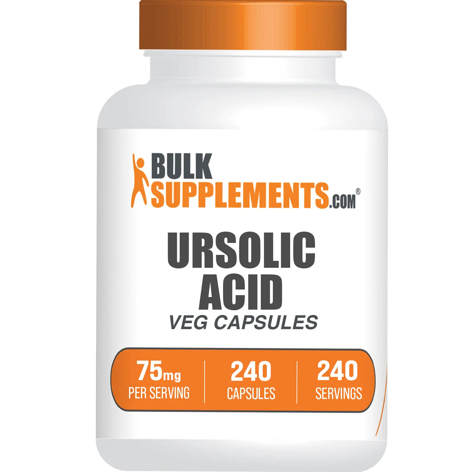 BulkSupplements Natural Dietary Ursolic Acid Veg Capsules - 75mg per Serving, Muscle Recovery Support, Metabolic Support - 240 Count, Sugar Free, Gluten Free