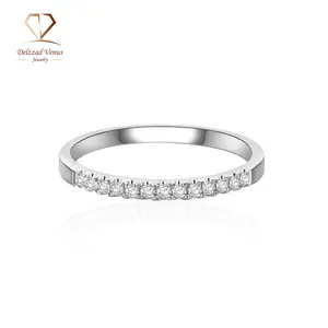 Delzzad S925 0.2ct Round Synthetic Moissanite Wedding bridal Set Band Stackable Cubic Eternity Ring