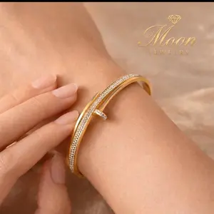 Minimal Nail Gold Bracelet – Stainless Steel 18K PVD