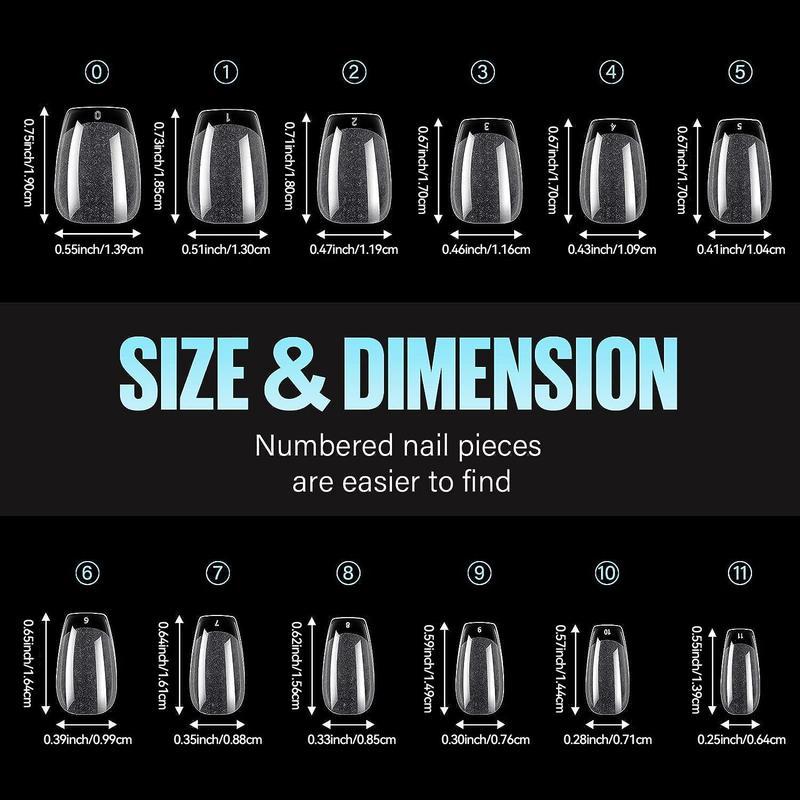 Short Nail Tips Extra Short Square Nail Tips, 120Pcs Fake Nails 12 Sizes Acrylic Clear Nails for Beginner and Professional DIY Gel Nails Salon