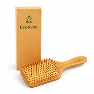 Bamboo Hair Brush for All Hair Types – Square Detangling & Smoothing Brush | Eco4you