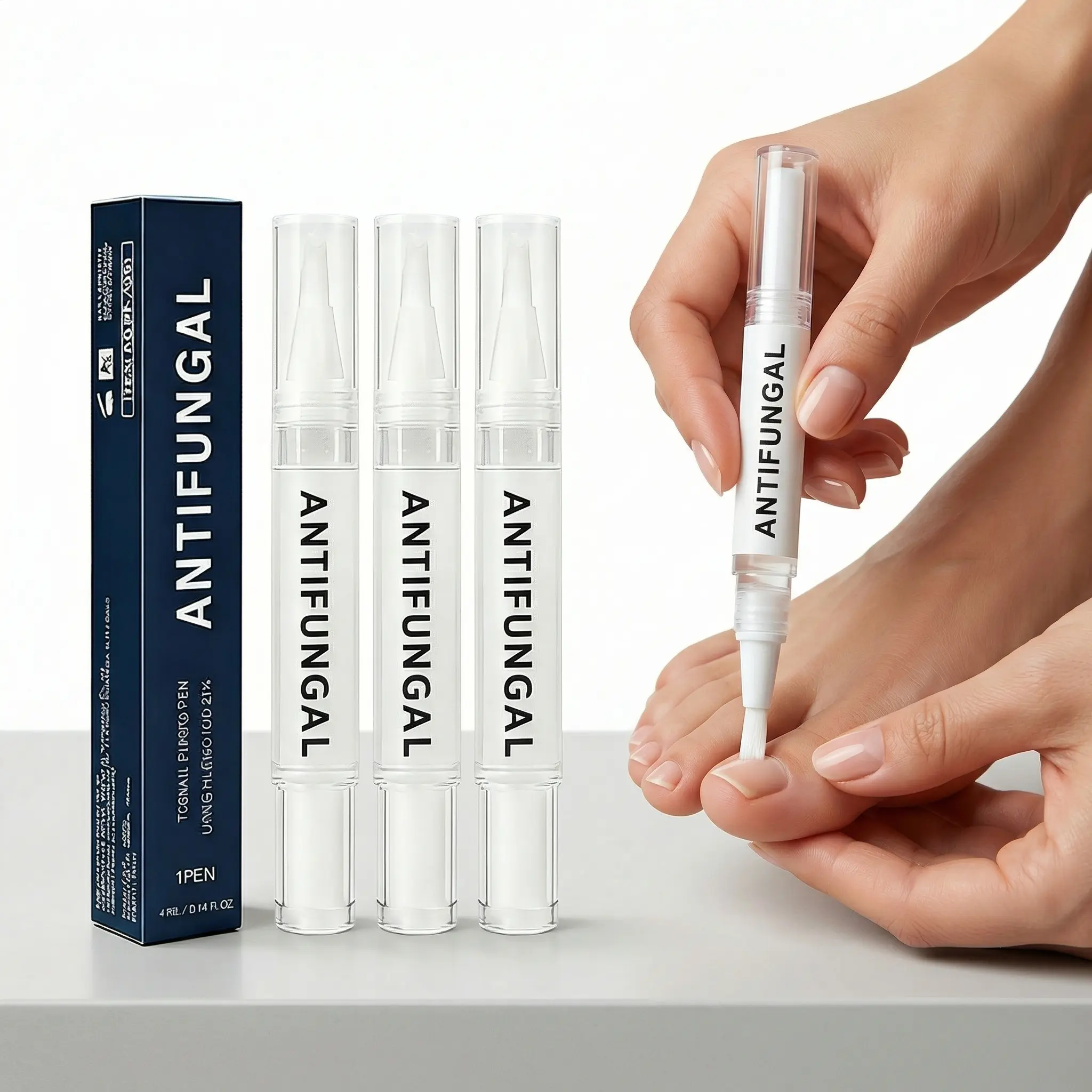 Gentle Tea Tree Nail Care Strength Renewal Pen - Restores Clarity for Discolored, Thick & Damaged Nails with Easy Brush Applicator, Jojoba Oil