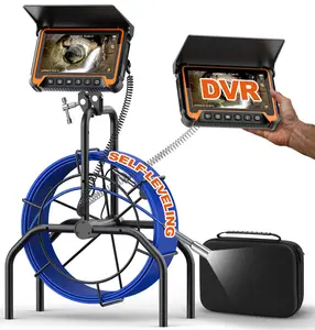 Sewer Camera 100FT/30M,Sewer Inspection Camera with DVR,7''LCD Screen Borescope with 6000mAh Battery,1000TVL Endoscope Lens with 12 Adjustable LEDs,IP68 Waterproof Plumbing Snake with 8 GB Card