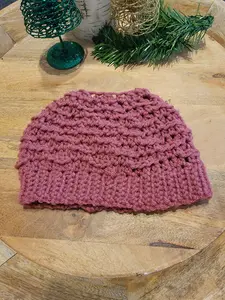 Crochet Winter Beanie | Crochet Messy Bun Hat