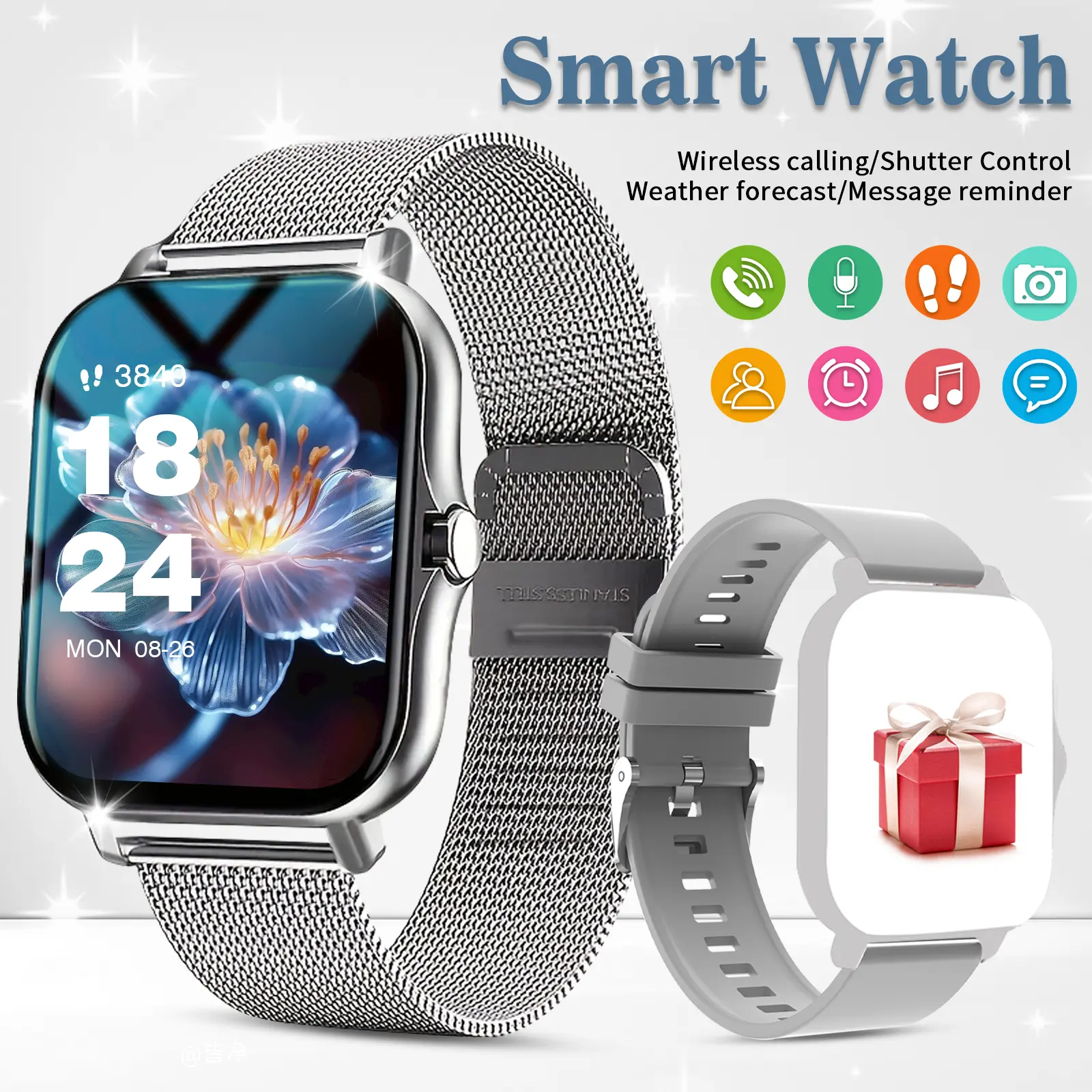 Outdoor Smartwatch - Call Function & Message Alert, Step Count & Calorie Tracker, Multiple Sports Modes, Weather Update, Wireless Connection, Unisex, Perfect for Adventure & Travel