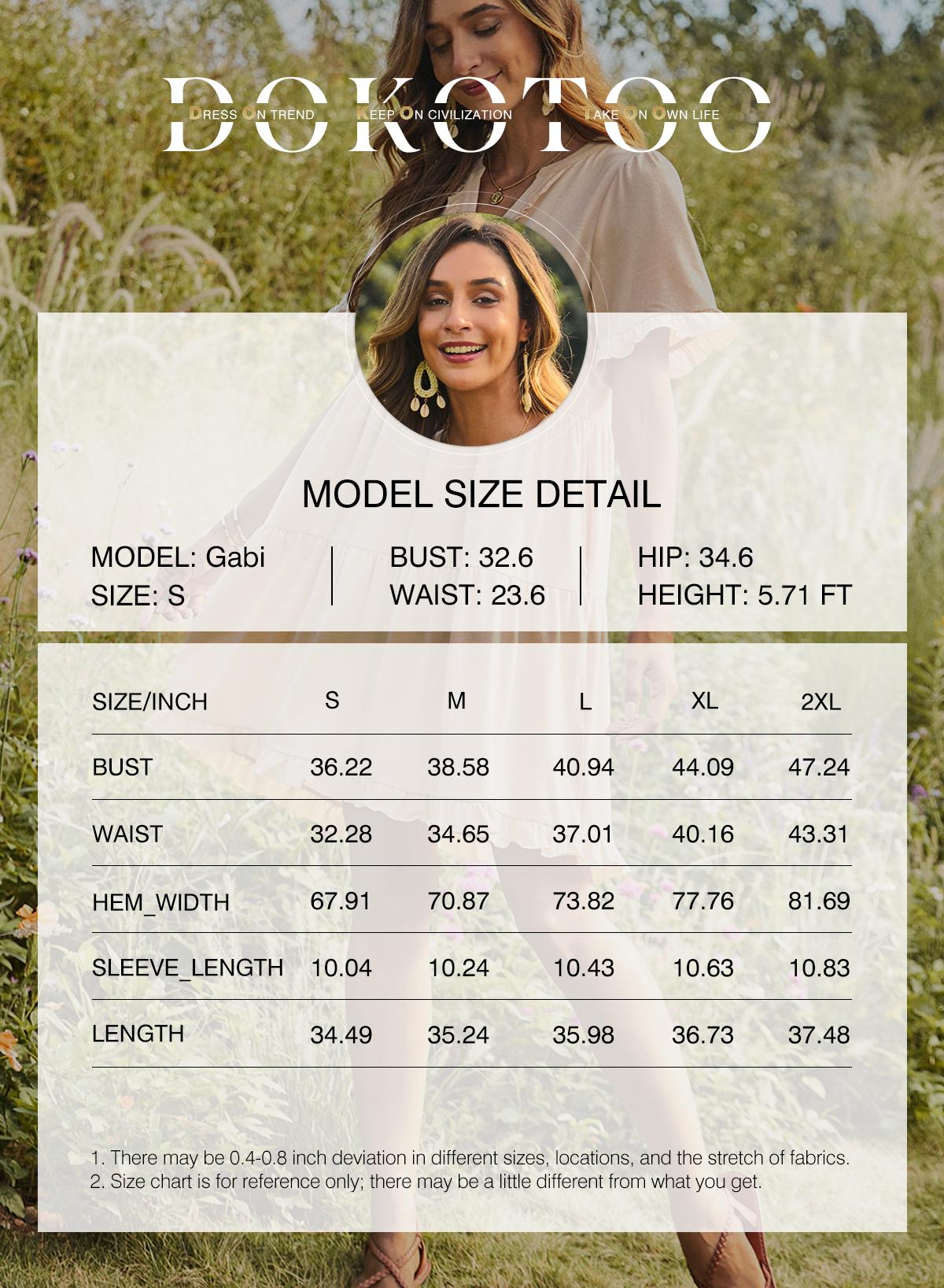 Dokotoo Womens Dresses 2026 Summer Spring V Neck Ruffle Short Sleeve Casual A-Line Flowy Swing Shift Dress Mini Dress