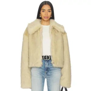 Lovers and Friends Nina Faux Fur Jacket in Tan Natural