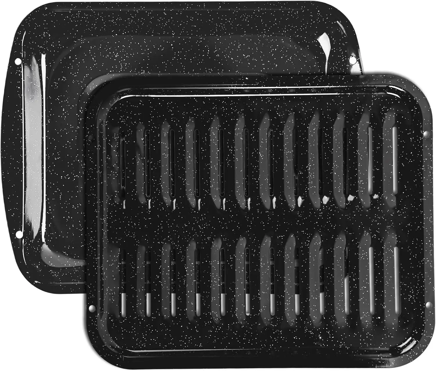 Broiler Pan for Oven – 16.75"×13" Non-Stick Porcelain Coated 2-Piece Set, Broiling Pan for Oven Safe Up to 500°F, Drains Fat, Dishwasher Safe Broiler Pans for Steak, Bacon & Vegetable