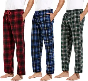 DG Hill 1Pack or 3Pack Mens PJ Pajama Pants Bottoms Fleece Lounge Pants Sleepwear Plaid Pjs with Pockets Microfleece