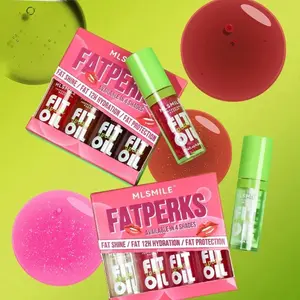 MLSMILE Fit Lipcare Oil 4Pcs Set - 12H Hydration & Fat Protection, Moisturizing Lip Oil For Plump, Glossy Lips